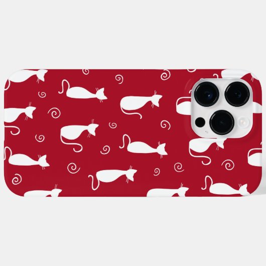 RED MET WITTE SITTING CAT-PATTERN Case-Mate iPhone CASE (Achterkant (horizontaal))