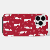 RED MET WITTE SITTING CAT-PATTERN iPhone HOESJE (Achterkant horizontaal)