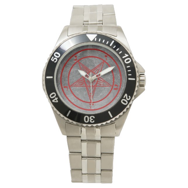 Red Metal Baphomet horloge (Voorkant)