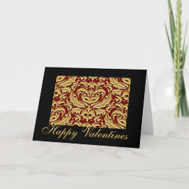 Red Metal Damask Gold Foil Valentijnse Kaart