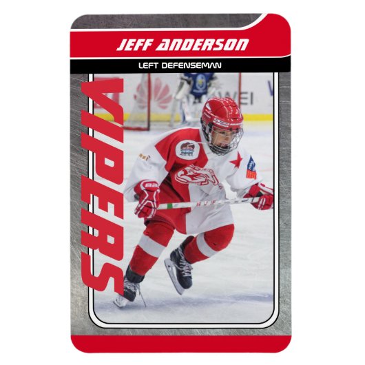 Red Metal Ice Hockey Trading Kaart Magnetic Dry Er Magneet (Verticaal)