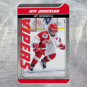 Red Metal Ice Hockey Trading Kaart Magnetic Dry Er Magneet