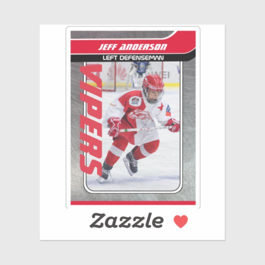 Red Metal Ice Hockey Trading Kaart Sticker (Vel)