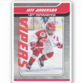 Red Metal Ice Hockey Trading Kaart Sticker (Voorkant)