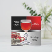 Red Metal Silver Red Car Mannen 60th Birthday Man Kaart (Staand voorkant)