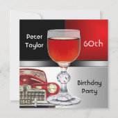 Red Metal Silver Red Car Mannen 60th Birthday Man Kaart (Voorkant)
