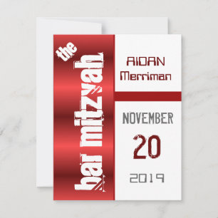Red Metallic Bar Mitzvah Kaart