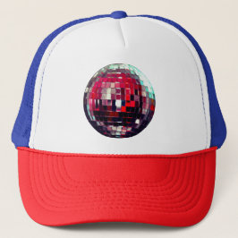 Red Metallic Disco Ball Trucker Pet