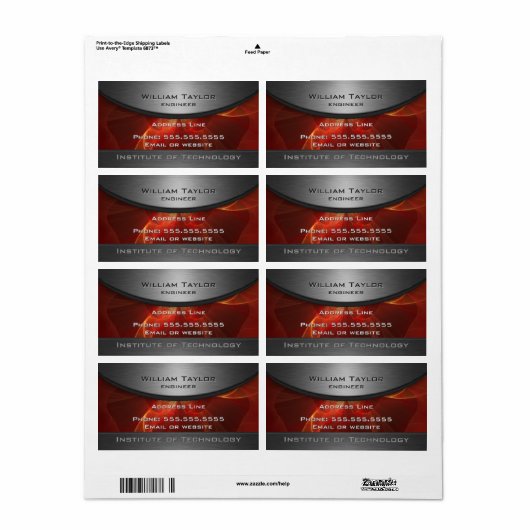 Red Metallic Elegance Etiket (Full Sheet)