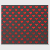 Red Metallic Faux Foil Hearts Black Achtergrond Cadeaupapier (Vlak)