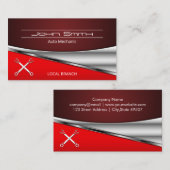 Red Metallic Industrial Achtergrond | Wrenches Visitekaartje (Voorkant / Achterkant)