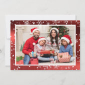 Red Metallic Santa Sleigh Christmas Photo Feestdagenkaart (Achterkant)