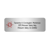 Red Metallic Snowflake op zilveren kerst Etiket (Voorkant)