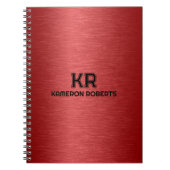 Red Metallic textuur aangepaste zwarte tekst Notitieboek (Voorkant)