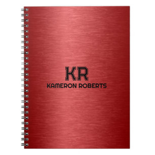 Red Metallic textuur aangepaste zwarte tekst Notitieboek