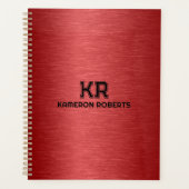 Red Metallic textuur aangepaste zwarte tekst Planner (Voorkant)