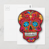 Red Mexican Sugar Skull Day of the Dead Briefkaart (Voorkant / Achterkant)