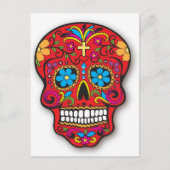 Red Mexican Sugar Skull Day of the Dead Briefkaart (Voorkant)