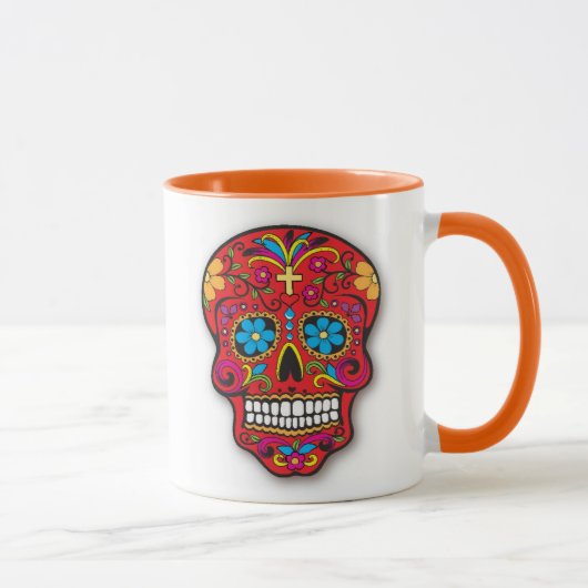 Red Mexican Sugar Skull Day of the Dead Mok (Rechts)