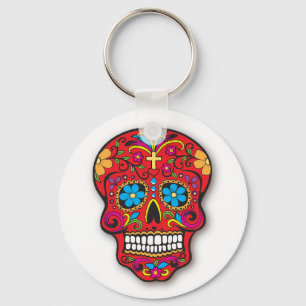 Red Mexican Sugar Skull Day of the Dead Sleutelhanger