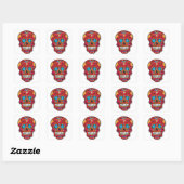 Red Mexican Sugar Skull Day of the Dead Vierkante Sticker (Vel)