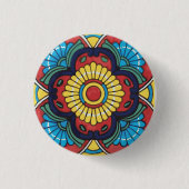 Red Mexican Talavera Tile Ronde Button 3,2 Cm (Voorkant)
