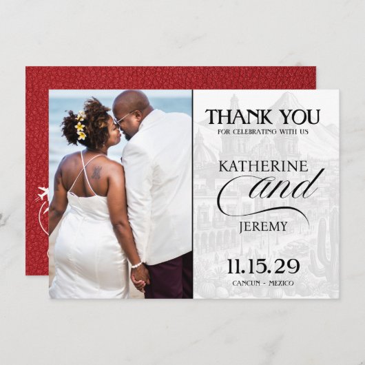 Red Mexico Passport Bedankkaart (Voorkant / Achterkant)