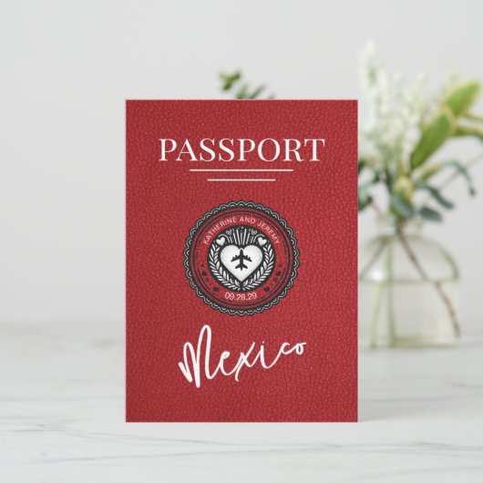 Red Mexico Passport Bewaar de datum Save The Date (Staand voorkant)
