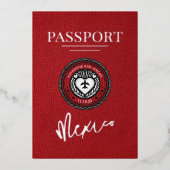 Red Mexico Passport Wedding Folie Uitnodiging (Voorkant)