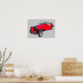 Red MG Converteerbaar Antiek Sportscar Poster (Keuken)