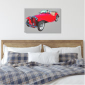 Red MG Converteerbare Antiek Sportauto Canvas Afdruk (Insitu (Slaapkamer))