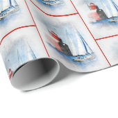 Red Michigan Lighthouse met Sailboot Cadeaupapier (Rol Hoek)