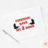 Red mijn 2 honden brandweerman ronde sticker (Envelop)