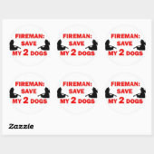Red mijn 2 honden brandweerman ronde sticker (Vel)
