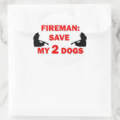 Red mijn 2 honden brandweerman ronde sticker (Tas)