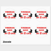 Red mijn 2 katten brandweerman ronde sticker (Vel)