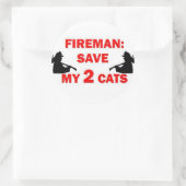 Red mijn 2 katten brandweerman ronde sticker (Tas)
