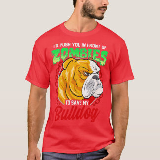 Red mijn bulldog hond van zombies t-shirt