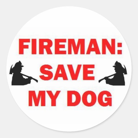 Red mijn hond brandweerman ronde sticker (Voorkant)