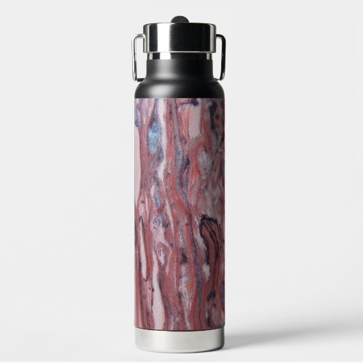 Red Mineral Stone Abstract Patroon Waterfles (Voorkant)