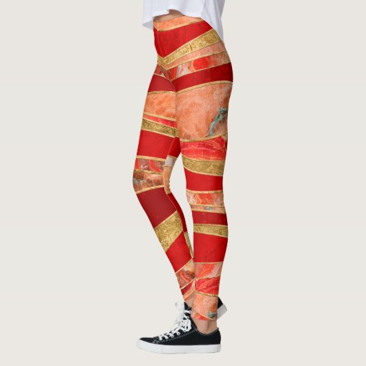 Red Minerals Gold Metallic Wavy Abstract Leggings (Links)