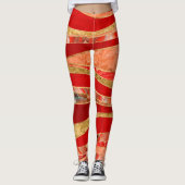 Red Minerals Gold Metallic Wavy Abstract Leggings (Voorkant)
