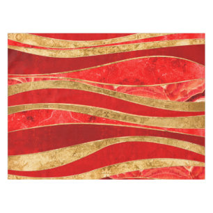 Red Minerals Gold Metallic Wavy Abstract Tafelkleed