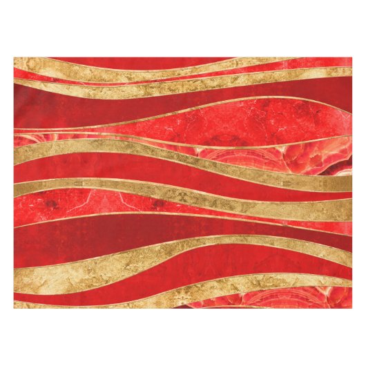 Red Minerals Gold Metallic Wavy Abstract Tafelkleed (Voorkant (Horizontaal))