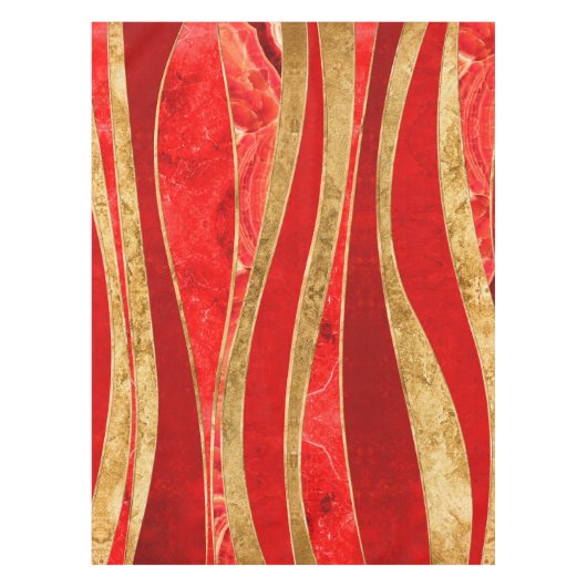 Red Minerals Gold Metallic Wavy Abstract Tafelkleed (Voorkant)