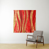 Red Minerals Gold Metallic Wavy Abstract Wandkleed (In Situ (horizontaal))