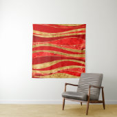 Red Minerals Gold Metallic Wavy Abstract Wandkleed (In situ)