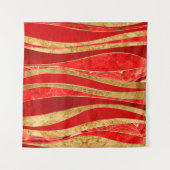 Red Minerals Gold Metallic Wavy Abstract Wandkleed (Voorkant)