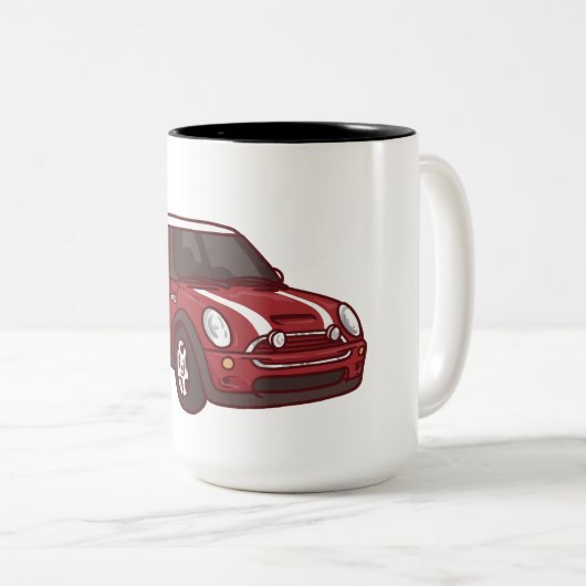 Red Mini Cooper Tweekleurige Koffiemok (Voorkant rechts)