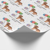 Red Mini Goldendole Cute Cartoon Dog Birthday Cadeaupapier (Hoek)